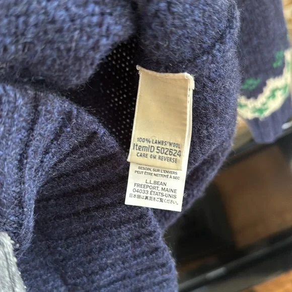 LL Bean Classic Heritage Fair Isle Navy Green 100% Lambs Wool Women’s Sweater M - Picture 4 of 17